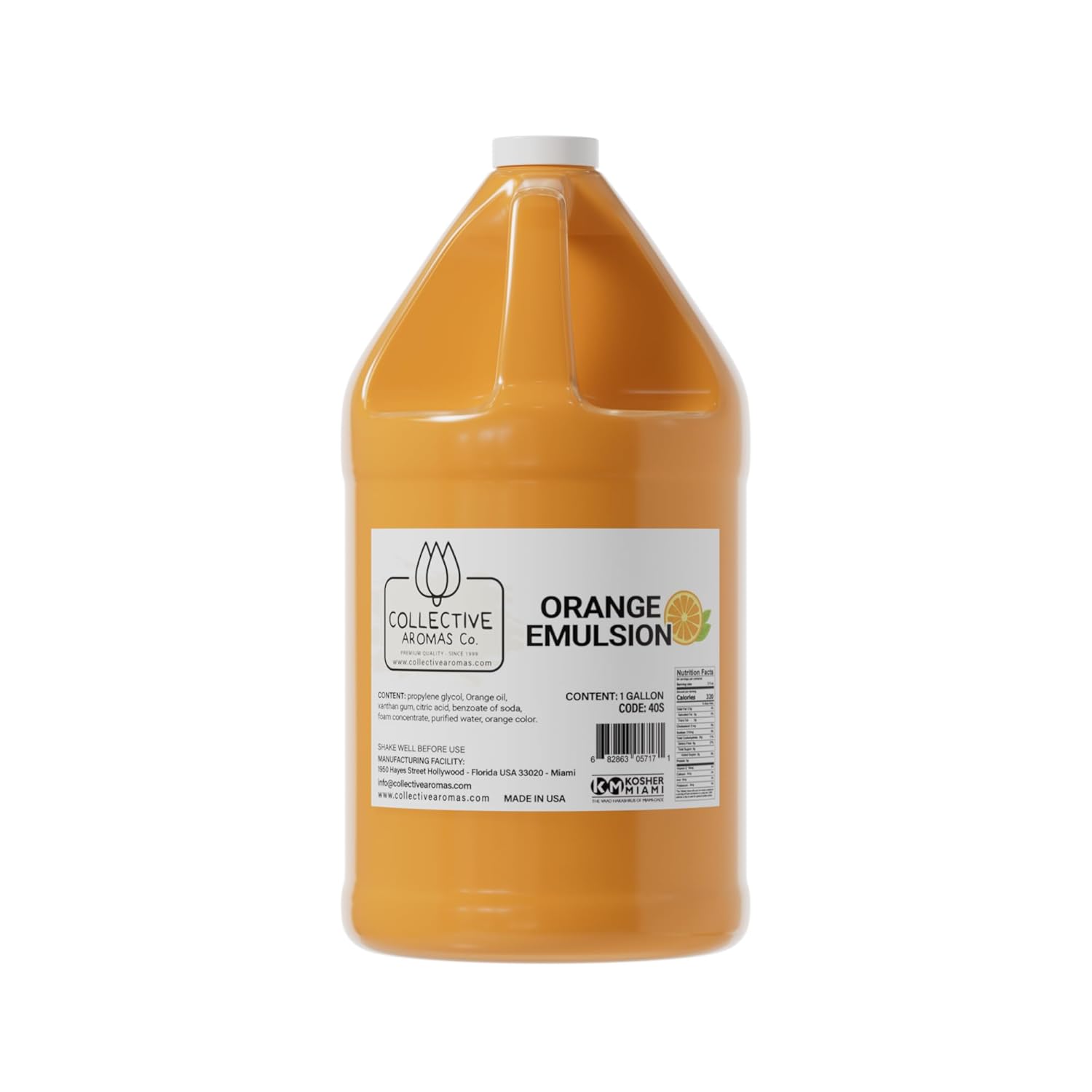 Orange Emulsion for Baking - Natural Flavoring Blend for Cookies, Cakes, Ice Cream, Smoothies, Beverages & More - 1 Gallon Kosher, Pure Orange Emulsion by Collective Aromas Co.