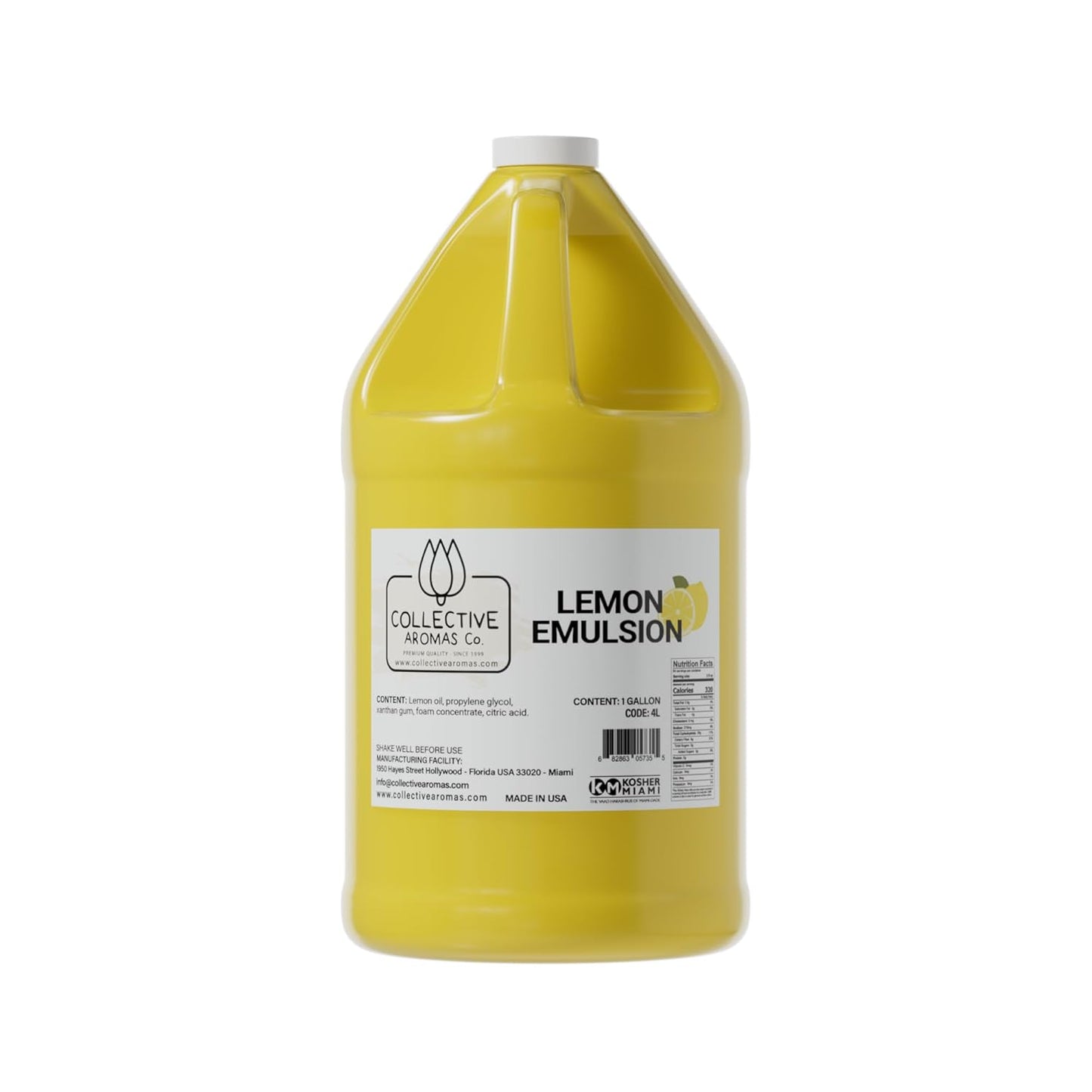 Lemon Emulsion for Baking - Natural Flavoring Blend for Cookies, Cakes, Ice Cream, Smoothies, Beverages &amp; More - 1 Gallon Kosher, Pure Lemon Emulsion by Collective Aromas Co.