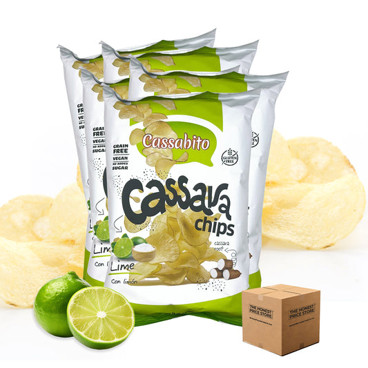 Cassava Chips Salt & Lime Crispy, Thinly Sliced Yuca Snack.