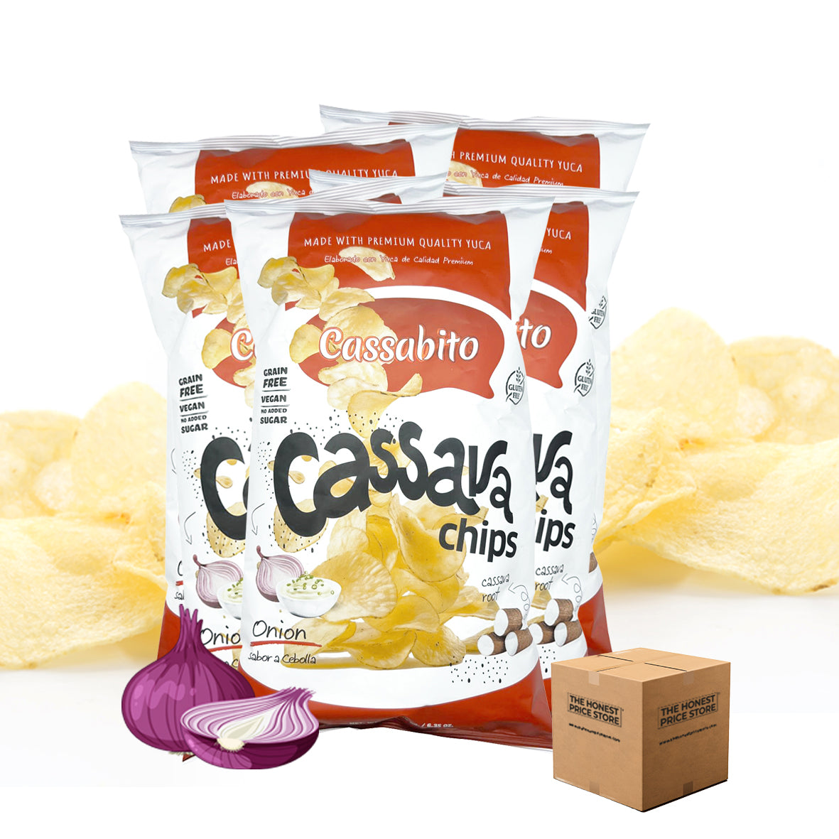 Crispy Cassava French Onion Dip Premium Yuca Snack.